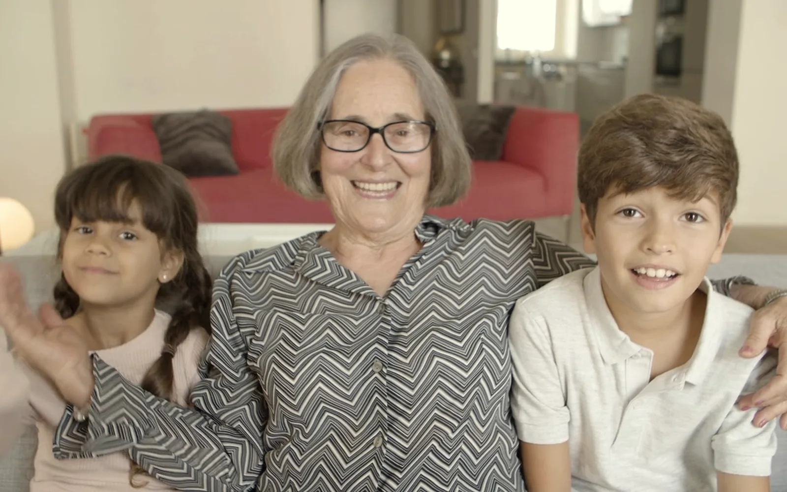 A grandmother with her grandchildren